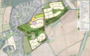 aerial illustration showing land at Mastin Moor where planning has been approved for 650 new homes and community facilities