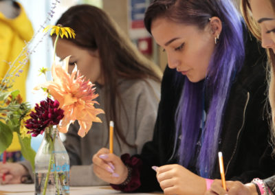 Pupils at a drawing workshop